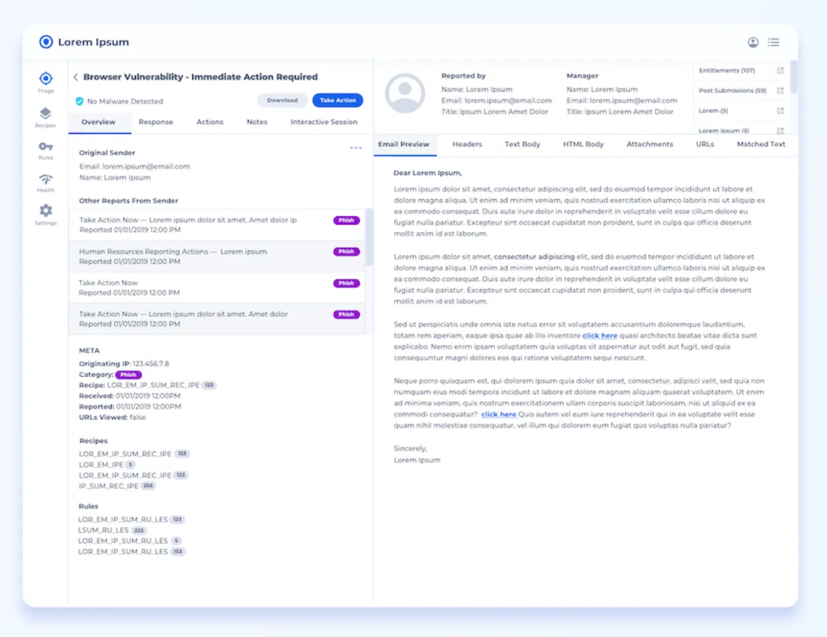Email triage UI